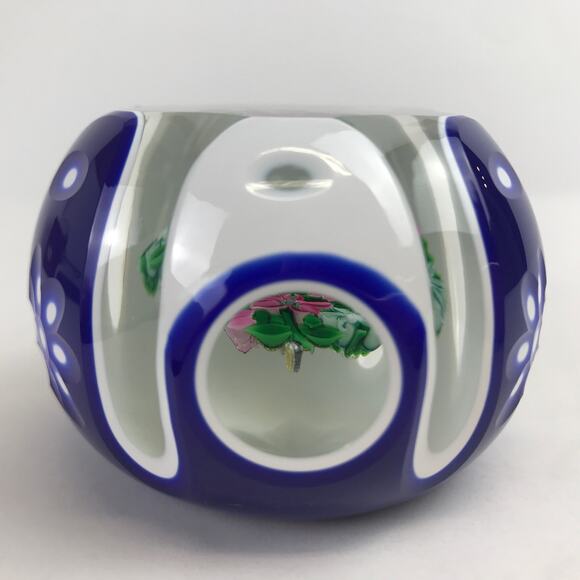 Perthshire 1982H Double Overlay Lampwork Floral Bouquet Facet Flower Paperweight - Picture 5 of 13